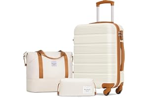 LONG VACATION 3 Piece Carry On Luggage 20 Inch Suitcase with Spinner Wheels, ABS+PC Hardshell Suitcase set with TSA Lock & YKK Zipper