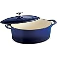 Tramontina Enameled Cast Iron Oval Dutch Oven Pot with Lid, Large 5.5-quart, Blue