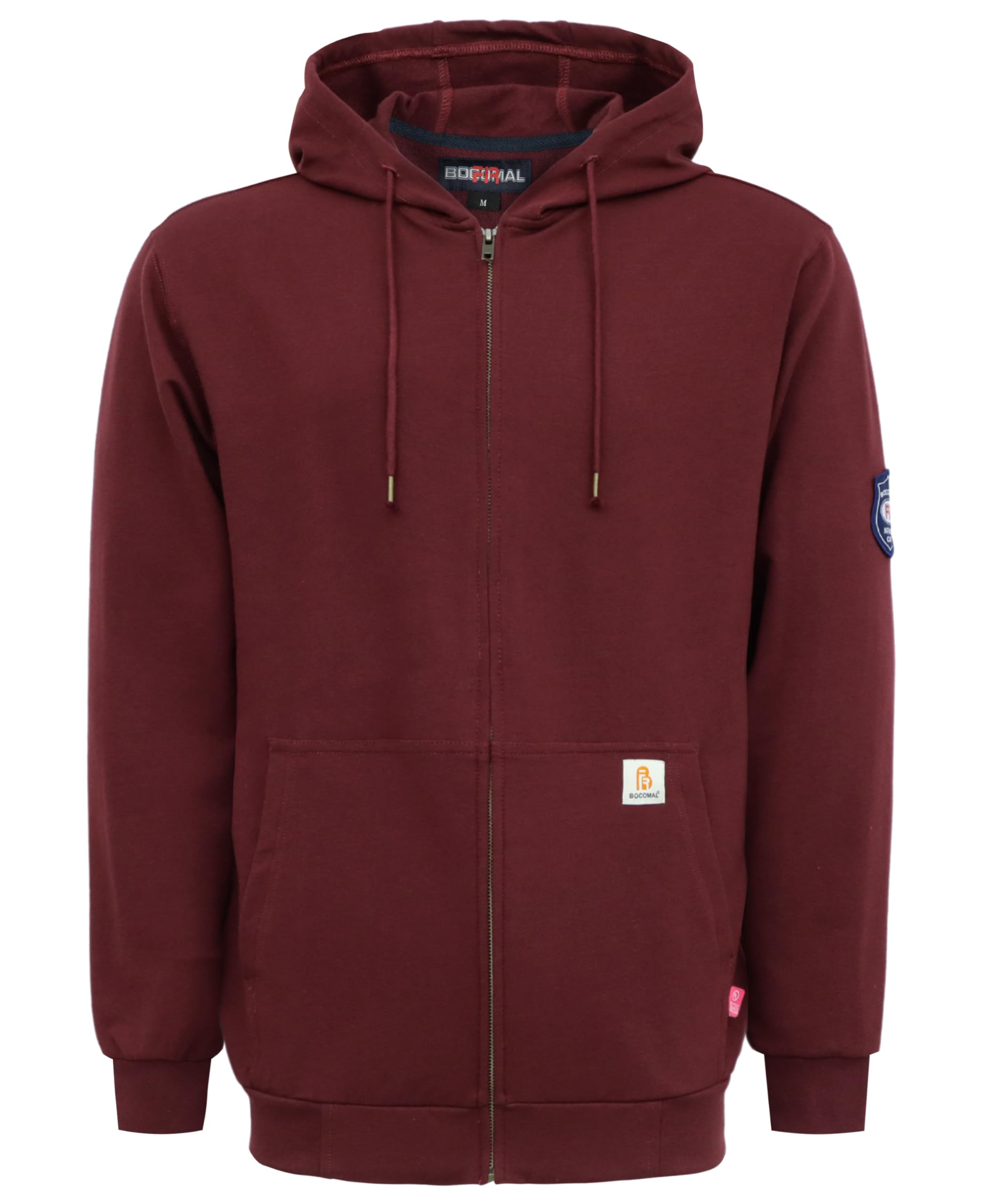 BOCOMAL FR Hoodies Idea for Summer Zipper Front 7.5oz Lightweight Maroon Flame Resistant Sweatshirt（Non Fleece） Image