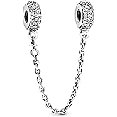 PANDORA Sparkling Pavé Safety Chain Charm Bracelet Charm Moments Bracelets - Stunning Women's Jewelry - Gift for Women - Made with Sterling Silver & Cubic Zirconia