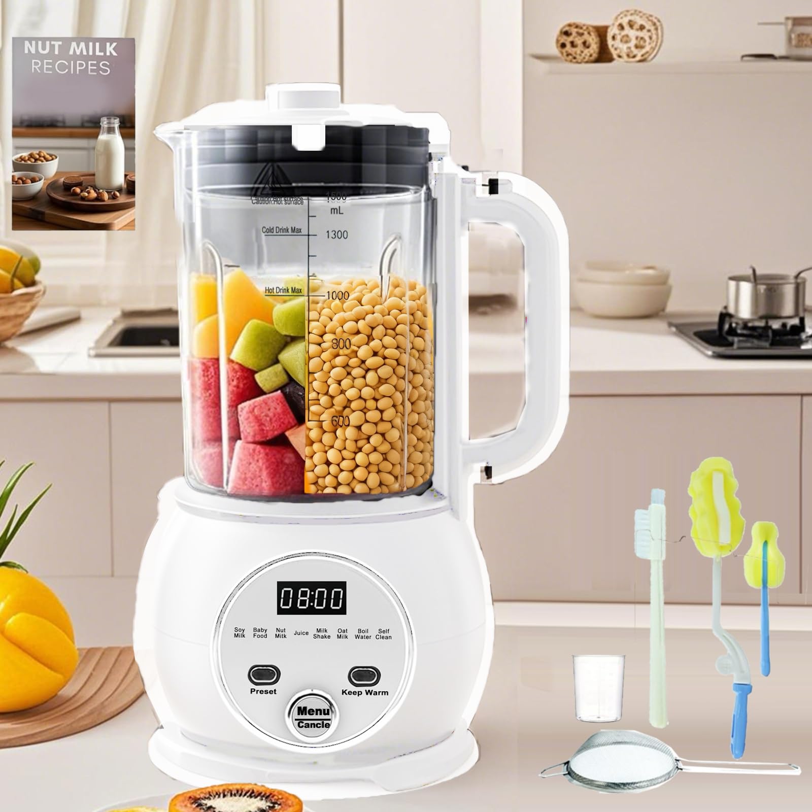 Photo 1 of 10 in 1 Nut Milk Maker Hot Blender,51oz Homemade Soy, Almond,Oat,Plant Based,Baby Food Maker 20 Blades,Automatic Soybean Machine with 24H Delay Start/Keep Warm8H/Boil Water&Auto Clean