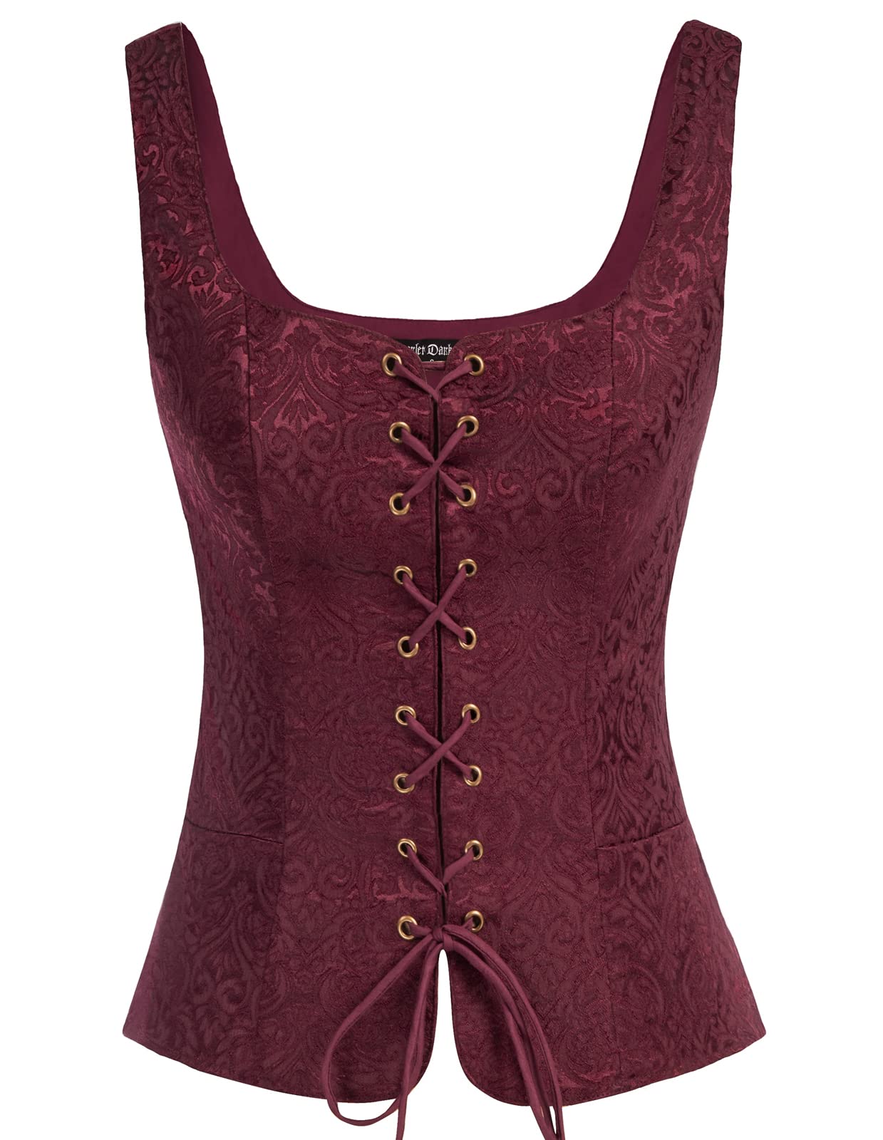 Photo 1 of Womens Vintage Peasant Costume Vest Waistcoat Renaissance Bodice Jacquard Vest Wine, L
