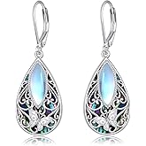 Dragonfly Filigree Earrings Sterling Silver Teardrop Abalone Shell Drop Dangle Earrings Filigree Leverback Earrings Jewelry