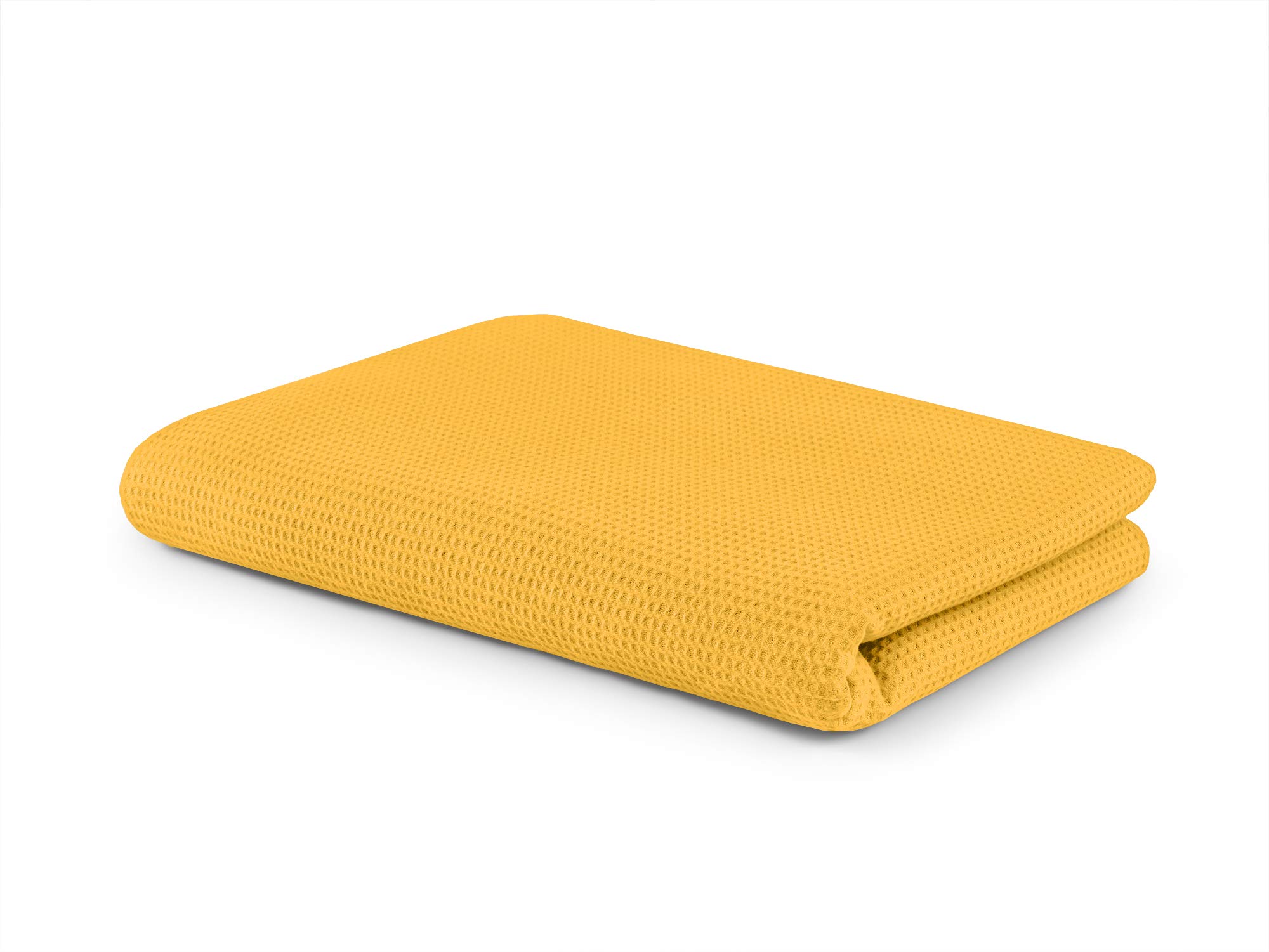 SETEX Waffle Pique Cuddly Blanket, Versatile Blanket Made of 100% Cotton, Suitable as a Blanket, Bedspread, Summer Blanket, Outdoor Blanket and More, 150 x 200 cm, Yellow