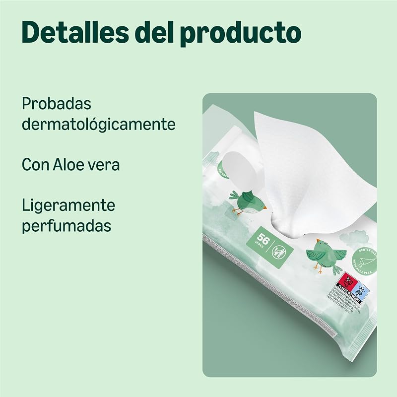 Toallitas refrescantes para bebé, 1008 toallitas, sin perfume, 18 paquetes de 56