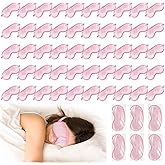 Newcotte 50 Pcs Silk Sleep Eye Mask for Sleeping Adjustable Elastic Strap Blackout Smooth Soft Eye Covers No Pressure Sleep Mask for Women and Men Comfortable Blindfolds(Pink)