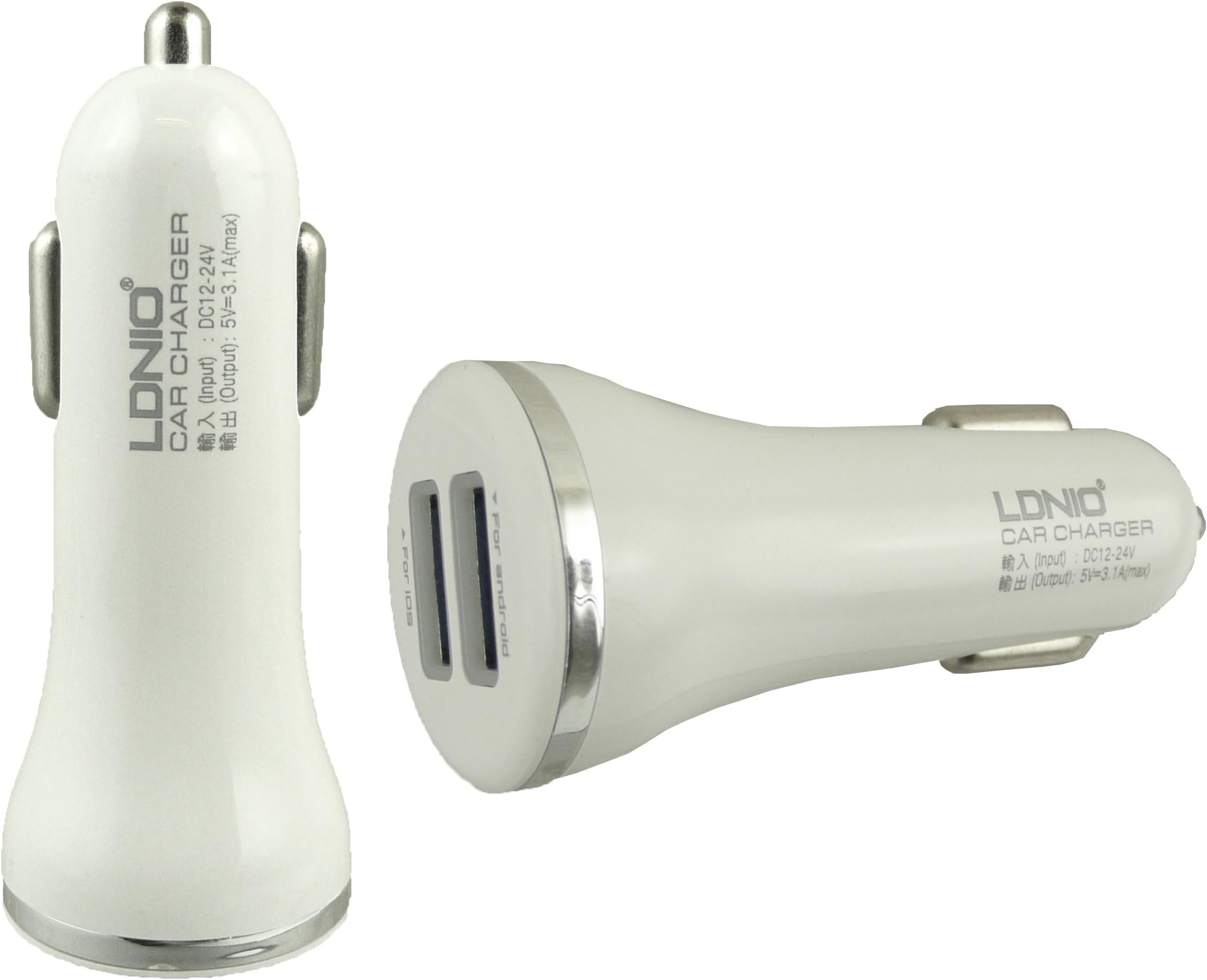 Lonio White/Silver Rapid 3.1A Dual USB Car Charger Suitable For Coolpad Roar/Coolpad Tip Top Air