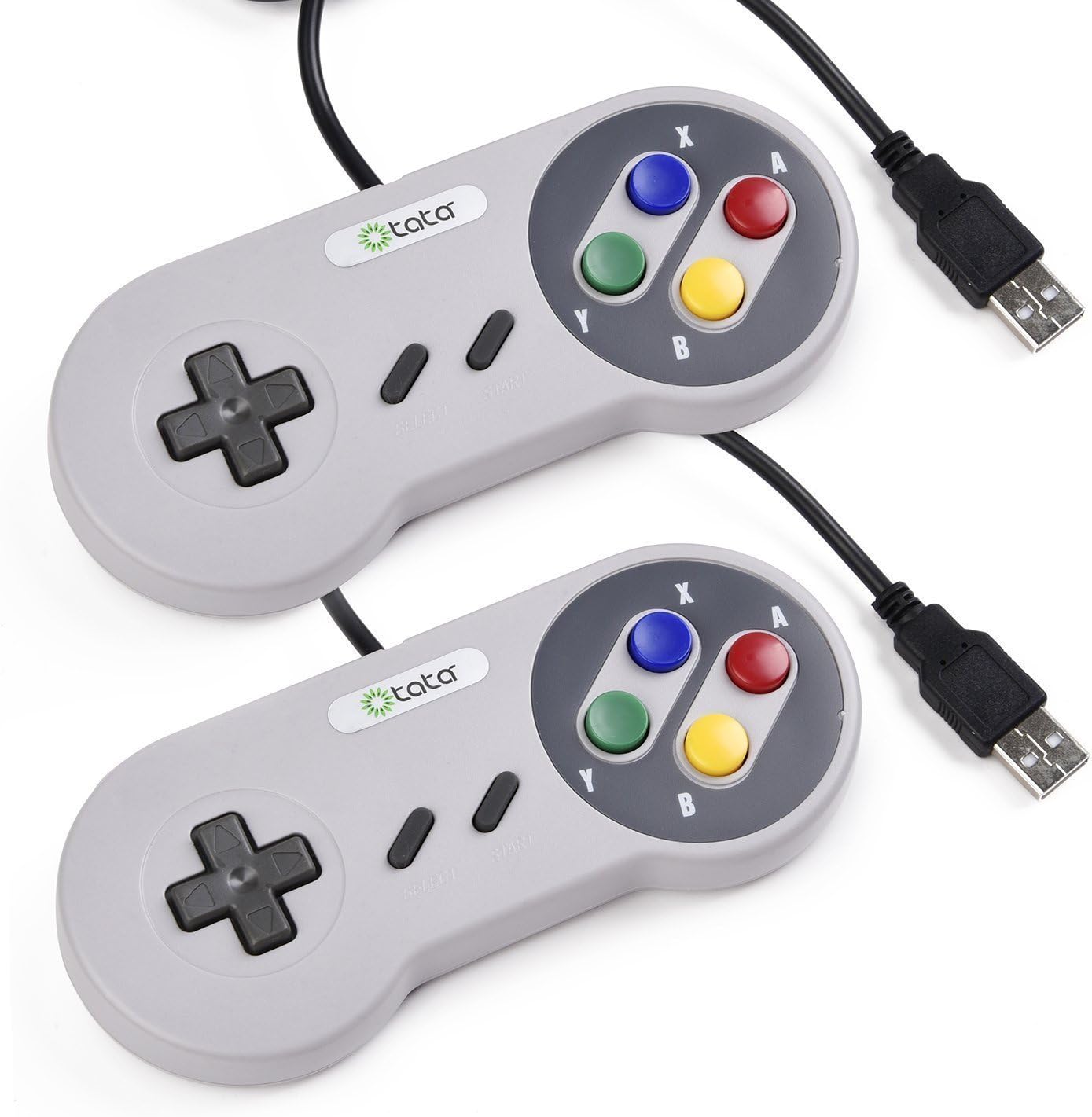ELECTROBOT 2 Pack SNES Super Nintendo USB Controller,Retro Classic PC Game Controller Joystick for Windows Raspberry Pi NES and SNES Emulator