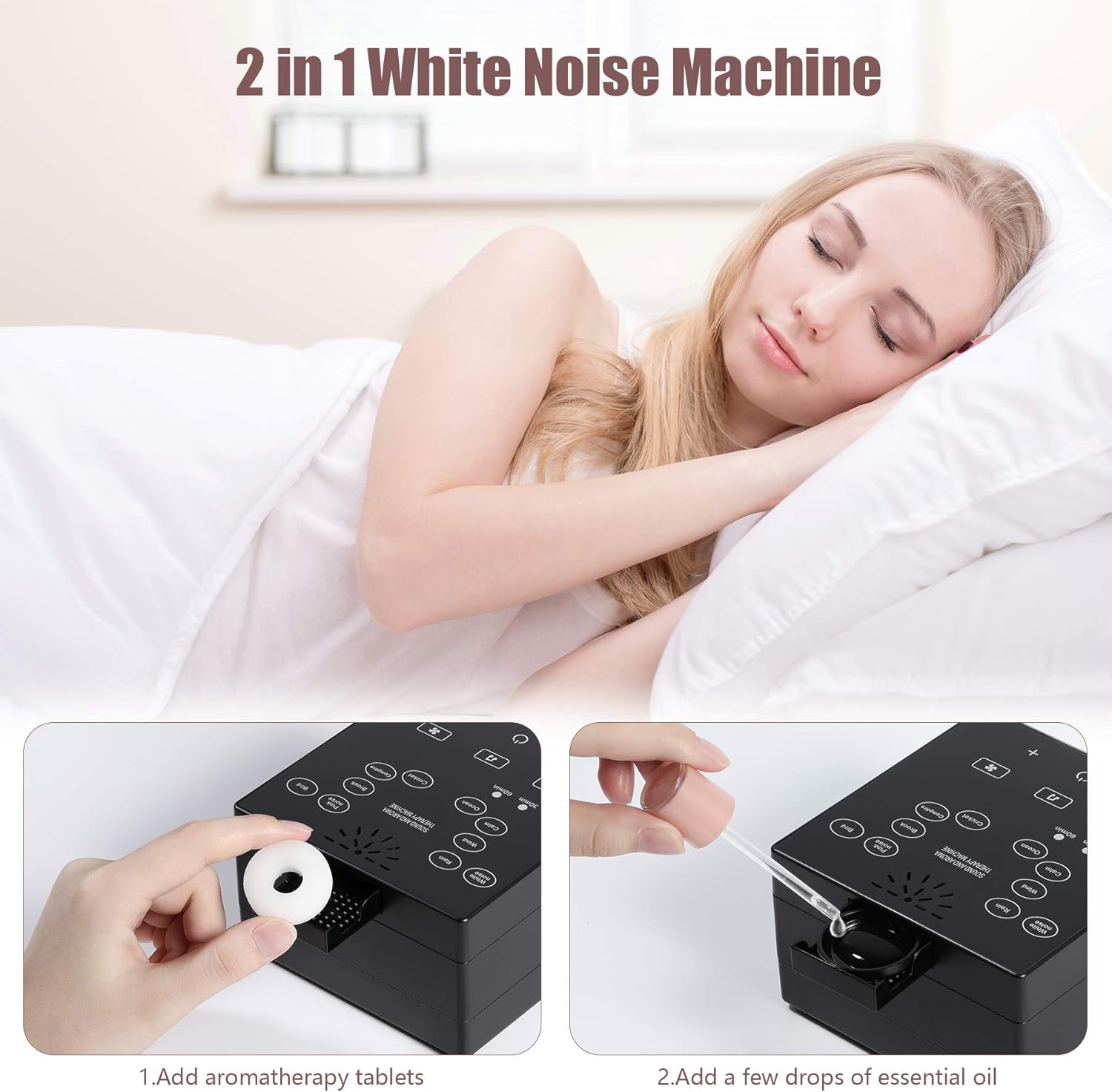 Sound Machine for Baby Sleeping, Bentale 2 in 1 White Noise Machine with Touch Screen and Essential Oil Aroma Therapy Diffuser 3 Timer 10 High-Fidelity Sounds for Baby Kids Adults Home Office Use: Health & Personal Care