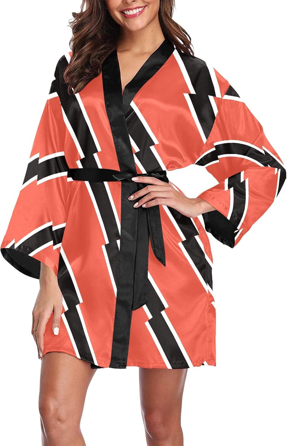 Trinidad and Tobago Flag Women's Long Sleeve Kimono Robe Bath Robe