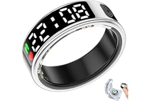 HIVISUALS Smart Rings for Women Men,Fitness Tracker Ring,Smart Ring whth Display and Touch Button,IP68waterproof,Health Ring Tracks Heart Rate/Sleep/Steps/Blood Oxygen/Calorie/Distance,No Subscription(Silver10)