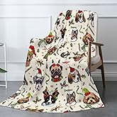 Cute Christmas Dog Head Fuzzy Throw Blanket for Women Men Girls Boys Soft Cozy Fleece Blanket for Bedroom Living Rooms Sofa Couch 50"x40"