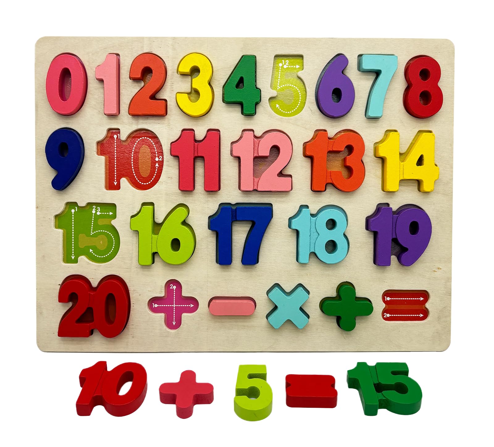 Wooden Numbers 1-20 Puzzle - Wooden Number Blocks for Kids, Montessori Learning Toys for Toddlers 2-6 Years - Educational Toys for Counting, Math, Spelling & Color Recognition (Early Learning Gift)