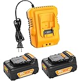 2Pack Replacement for Dewalt 20V 6.0Ah Max Battery with 1 Charger Combo Comaptible with Dewalt DCD DCF DCG Series Cordless Po