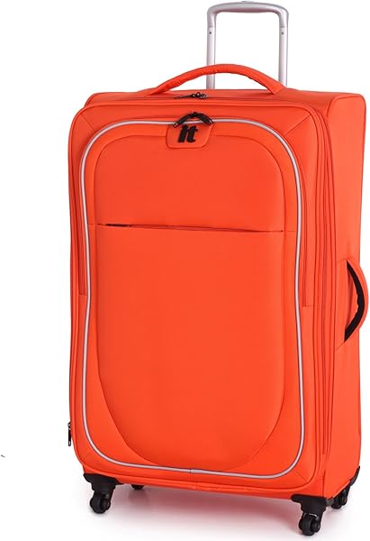 large orange suitcase