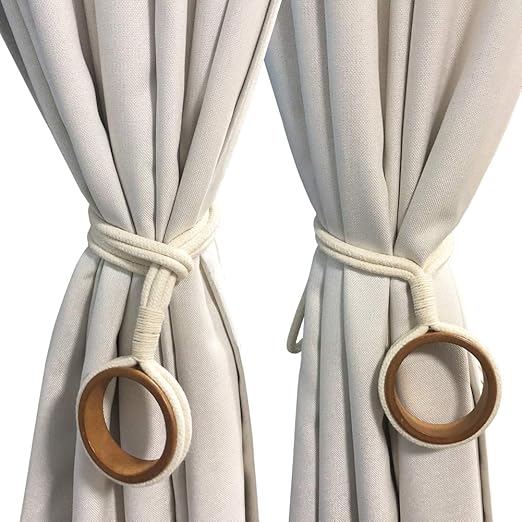 Amazon Com Chictie Nordic Wood Ring Holdback Ropes For Curtain