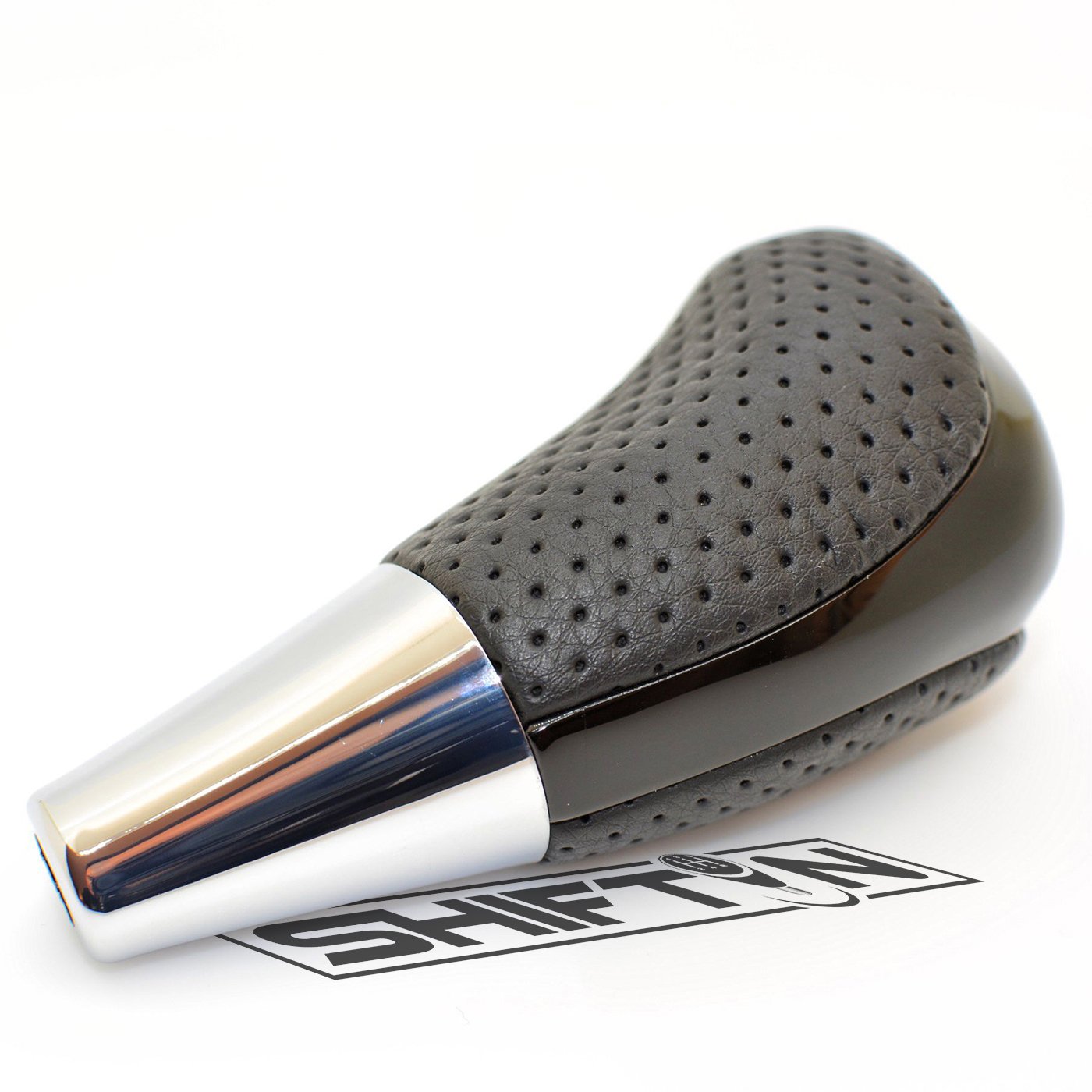 SHIFTIN Universal Sport Automatic 8mm Leather Wood Gear Shift Knob for