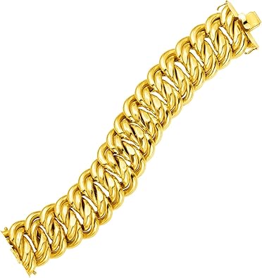 14k Yellow Gold 9 inch Wide Polished Twisted Link Bracelet