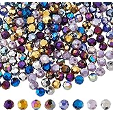 DICOSMETIC 400Pcs 8 Colors Crystal Glass Beads 6mm Faceted Round Glass Beads Briolette Spacer Bead Faceted Crystal Loose Bead for DIY Necklace Bracelet Jewelry Making