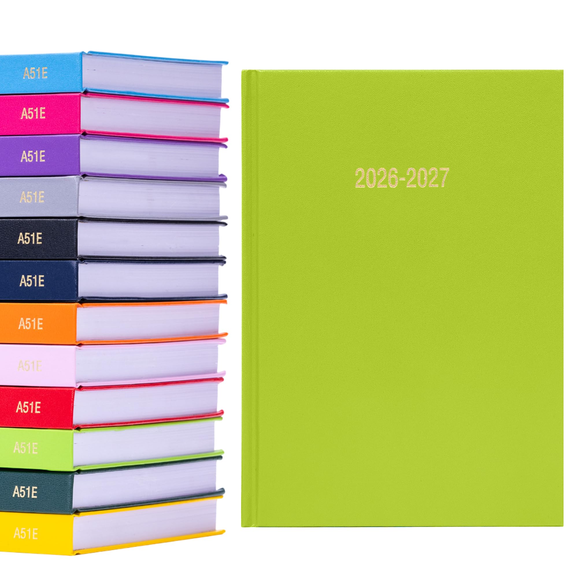 2026 2027 Academic Diary A5 Page a Day - Mid Year Hardback Planner From August 2026 to July 2027 - Student Teacher School Organiser with Ribbon Bookmark (A5, Lime)