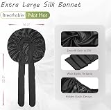 BONNET QUEEN Silk Bonnet Sleeping Cap Large Black for Curly Hair view 3