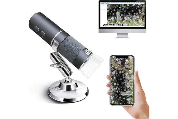 Ninyoon 4K WiFi Microscope for iPhone Android, 50 to 1000X USB Digital Microscope Wireless Super HD Endoscope Camera Compatib