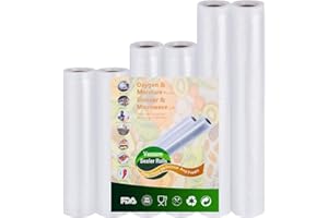 KITCHENGYNTI Vacuum-Sealer Rolls Food-Storage Bags for Food - 2 rolls 6"x10' and 2 rolls 8"x10' and 2 rolls 11"x10' Sous Vide cooking, Mircowave & Freezer Food Storage…