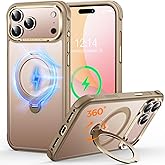 Cutelfon O3 Mag-Stand Designed for iPhone 17 Pro Case with 360° Spin Stand, [Compatible with MagSafe][Super Skin Feeling] Translucent Matte Magnetic Slim Phone Case 6.3 inch, Desert Gold