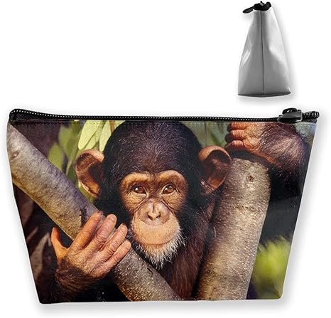 Amazon Co Jp 台形 レディース 化粧ポーチ トラベルポーチ 旅行 ハンドバッグ チンパンジー猿プリント コスメ メイクポーチ コイン 鍵 小物入れ 化粧品 収納ケース ホーム キッチン