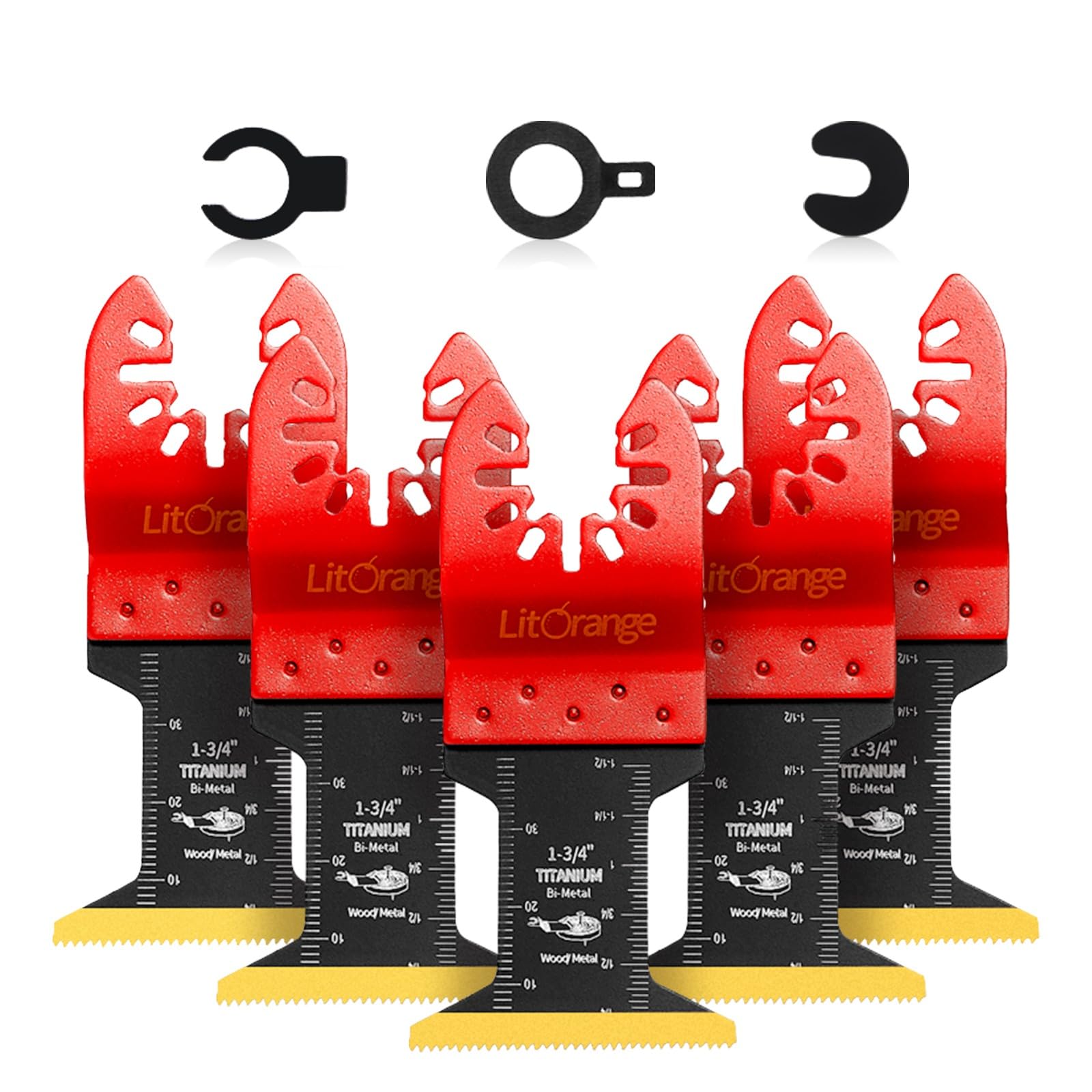 Litorange Titanium Oscillating Multi tool Blades, Universal Quick Release Saw Blades for Cutting Hard Materials Metal Nails Screws Wood and Plastic