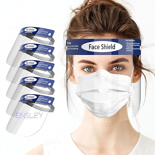 ENSLEY Face Shield, Anti-fog Full Safety Face Shield, Universal Reusable Face Protective Visor for Eye Head Protection, Anti-Spitting Splash Facial Cover for Women & Men (Multicolours) (3)