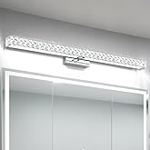 SOLFART LED Modern Bathroom Vanity Lights Over Mirror, Crystal Bathroom Light Fixtures, 40 Inch LED Chrome Vanity Light Wall 