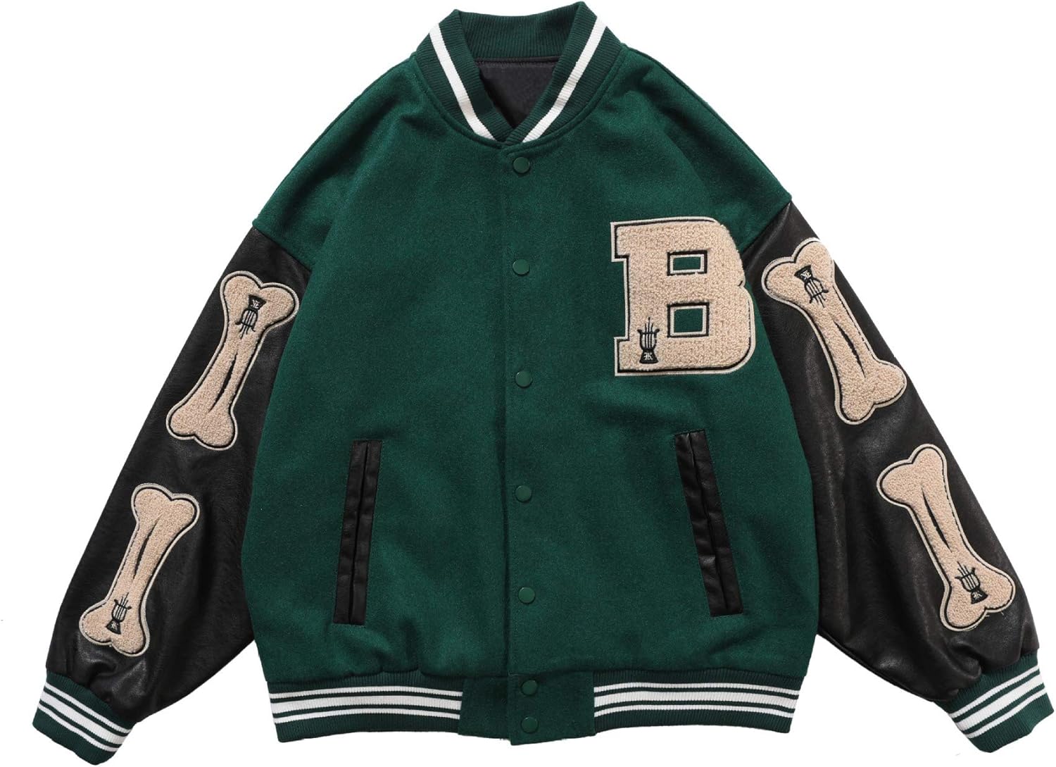 Onsoyours Veste de Baseball Homme Manteau Varsity Jacket Patchwork