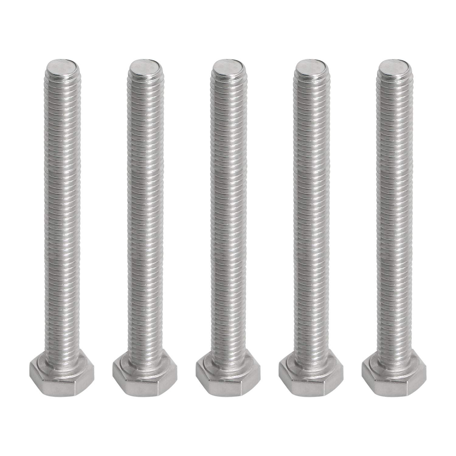 Aopin M6 x 55mm Hex Head Bolts Screws Grade 5.8 Stainless Steel, Fasteners Fully Machine Threaded SUS304 5 Pcs