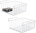 Lot De 2 Paniers De Rangement Suspendus Sous Étagère - 32x29x16 Cm - Blanc - Pour Cuisine, Bureau, Salle De Bain