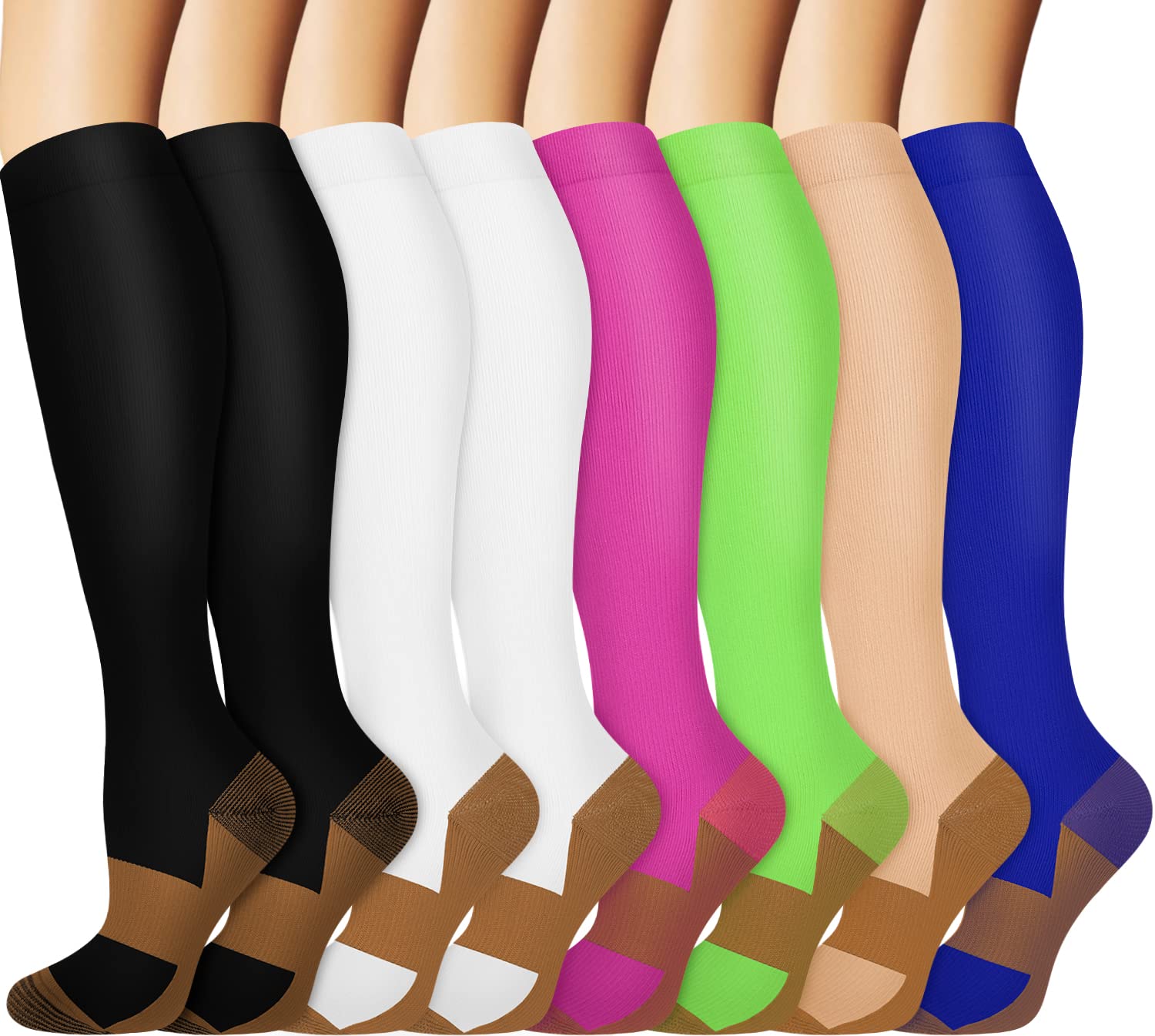 Graduated Copper Compression Socks for Men & Women