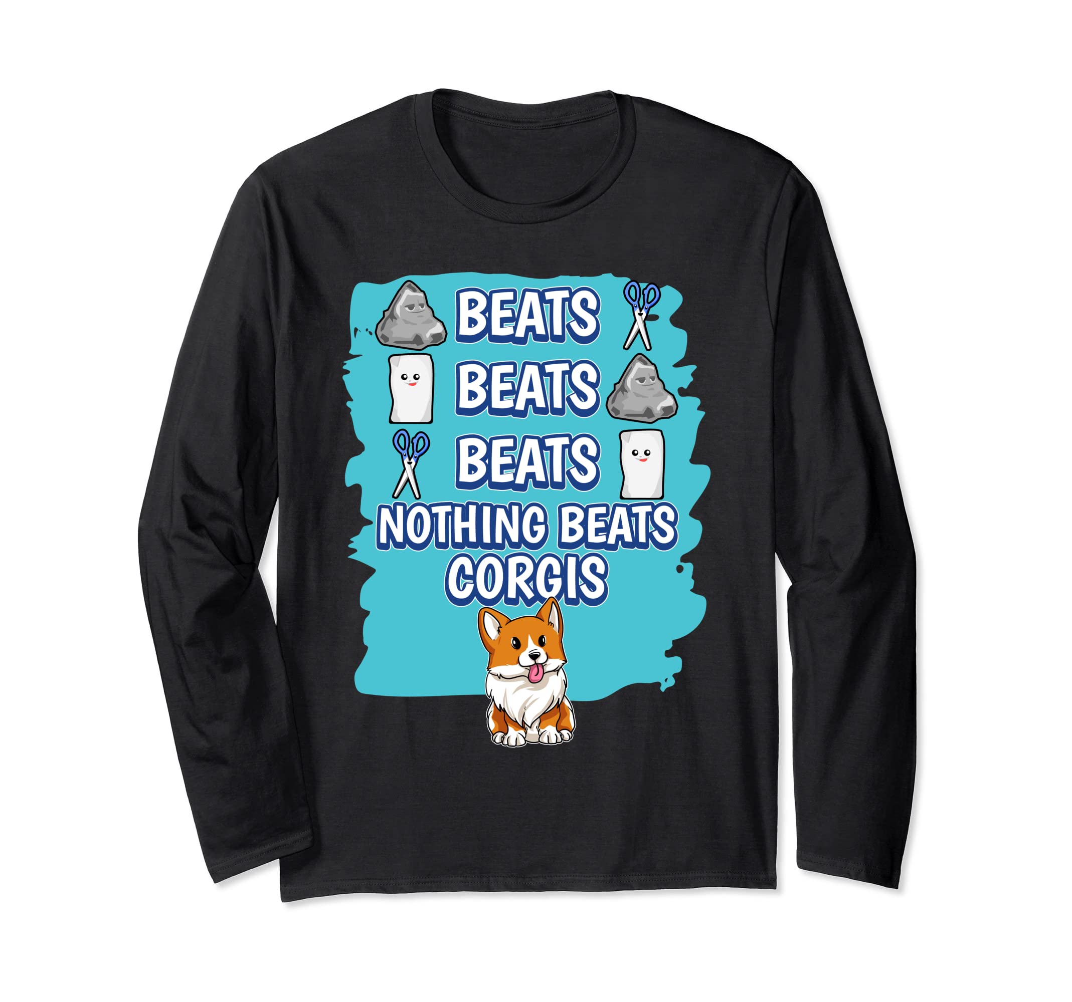 Nothing Beats Corgis Rock Paper Scissors Game Corgi Long Sleeve T-Shirt