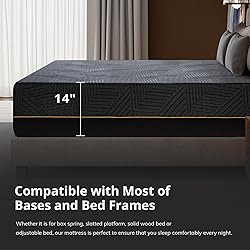 EGOHOME 14 Inch King Size Memory Foam Mattress for