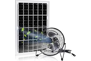 blessny 6" Solar Powered Fan, 15W Solar Panel Power Fans for Greenhouse or Chicken Coop Air Circulation Cooling, 2350 RMP High velocity, 36 dB Quiet Operation,19.5ft Long Cord (Black)