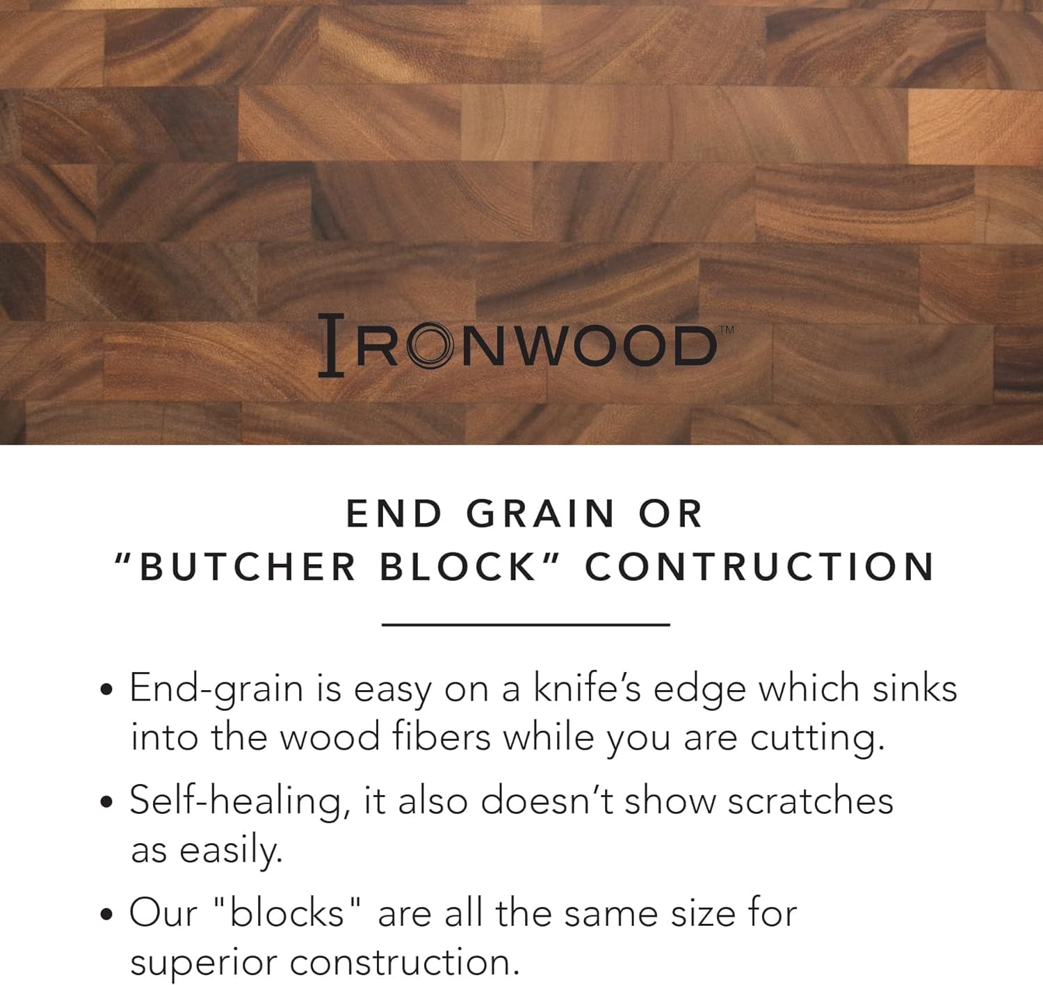 Ironwood Gourmet 28218 Square Charleston End Grain Chef's Board , Acacia Wood 14