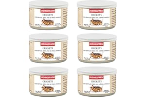 JADINGSFARM 6 Pack Canned Crickets for Reptiles, Fish, Birds and Small Animals, Crickets, Healthy High Protein Treat, Reptile Bird Fish Food 1.2 Ounces Each