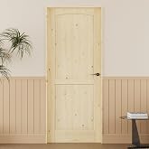 24x80 Interior Door Slab,2 Panel Pine Wood Solid Core Doors,Bedroom Door | Colonial Solid Pine Unfinished Door for Closet/Bathroom, for French/Pocket Doors, w/o Hardware Kit, Prehung Jamb or Borehole