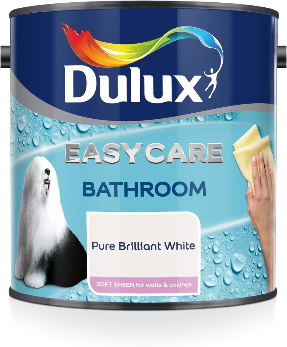 Dulux 500001 Easycare Bathroom Soft Sheen Emulsion Paint for Walls and Ceilings - Pure Brilliant White 2. 5 litres