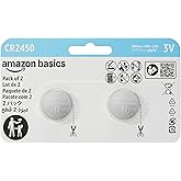 鶹 Basics 2-Pack CR2450 Lithium Coin Cell Battery, 3 Volt, Long Lasting Power, Mercury-Free, Child-Safe Package (Use Scis