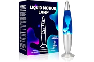 Rumiom 16 inches Liquid Motion Lamps, Gorgeous Night Light Lamp for Bedroom with Silver Base, Relaxing Mood Light Glitter Lamp for Kids, Adults, Home Decoration, Blue Magma Lamp with White Wax