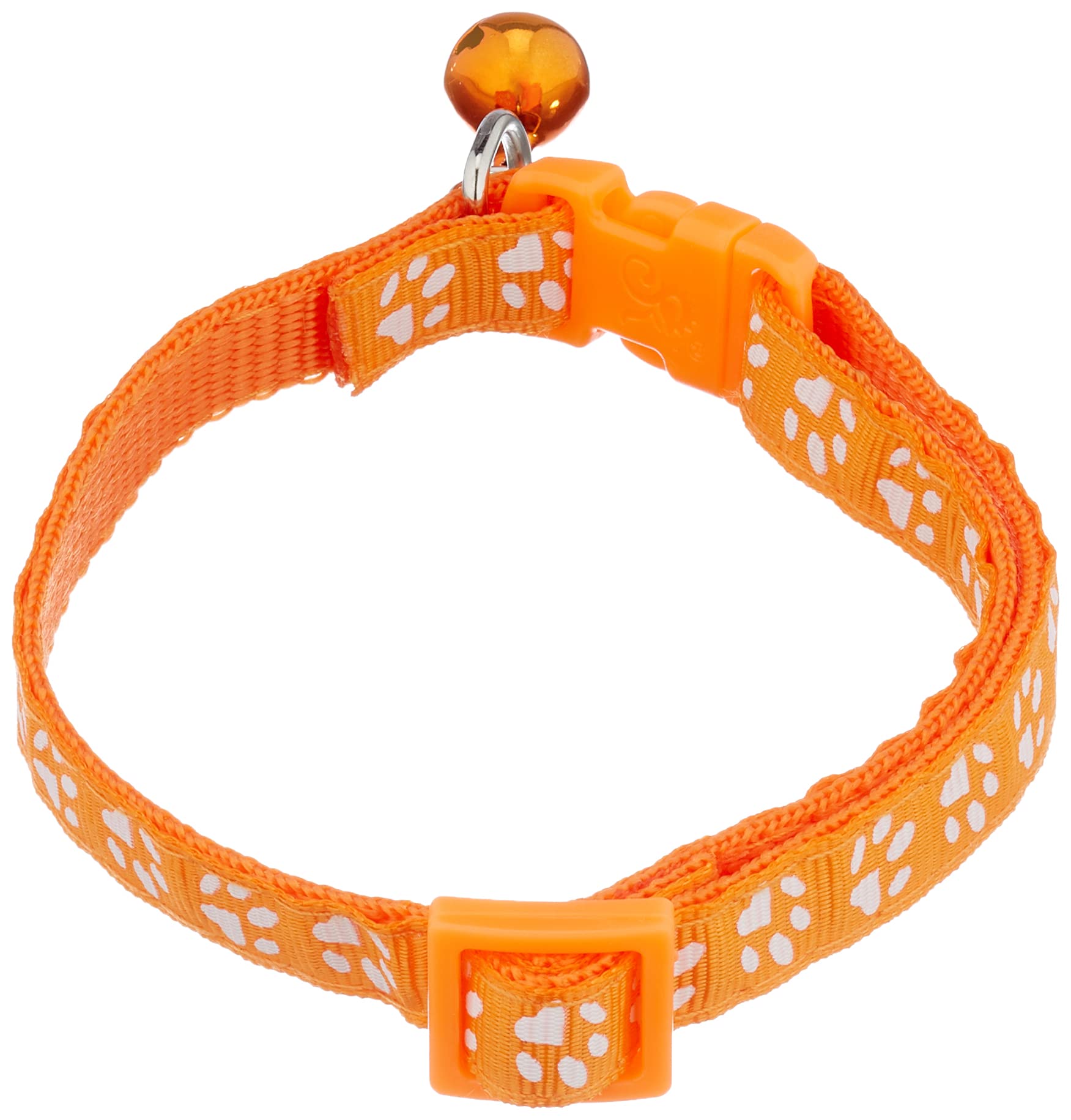Orange Adjustable Cat Collar with Bell for Small Dogs