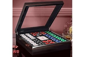 SUNPEAKS Poker Set Display Case, with Optional Poker Chips Set, Poker Chip Case Poker Sets, Poker Chip Set, Craps Table Top Set, Roulette Wheel Set for Adults, Texas Holdem Poker Set, Monte Carlo Poker Chips