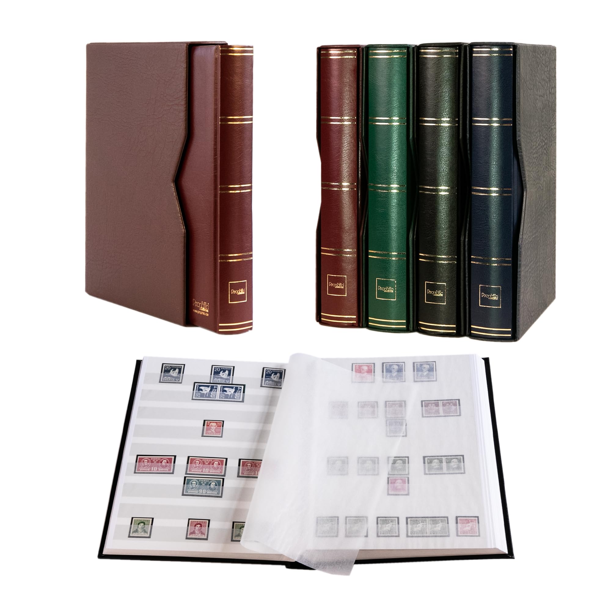 Prophila stockbook 60 white sides padded with slipcase red