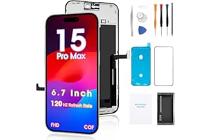 DIYREpair Screen Replacement for iPhone 15 Pro Max 6.7', 3D Touch Display Full Repair kit, Digitizer Assembly with Tools Set, Tempered Glass, Instruction