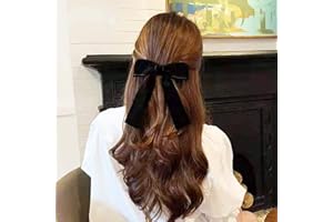 BVIIE 2 Pcs Velvet Hair Ties, Bows for Women, Back to School Gifts Headdress Decor, Hair Band Set, Baby Teen Girl Stuff Hair Styling Accessories, Toddler Girl Cute Hair Clips, Red and Black